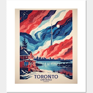 Toronto Ontario Canada Starry Night Aurora Boreal Vintage Poster Tourism Posters and Art